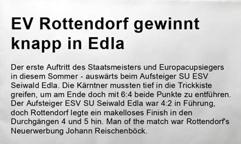 EV Rottendorf gewinnt knapp in Edla